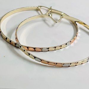 Tri Tone Brazilian Gold Hoop Earrings, Gold Filled Earrings, Gold Hoops, Cute